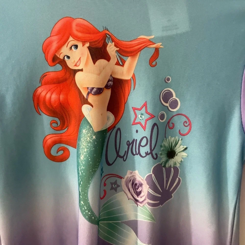 Disney Little Mermaid Ariel Rashguard - Teal, Purple size 4T